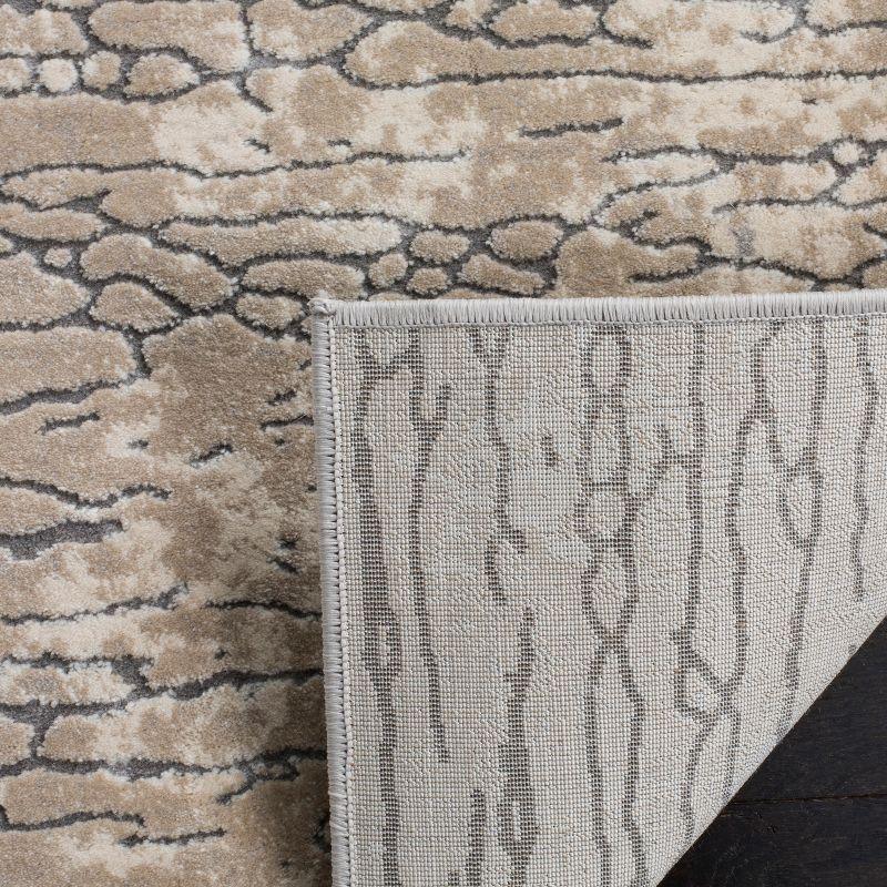 Abstract Meadow Chic 9' x 12' Beige Synthetic Area Rug