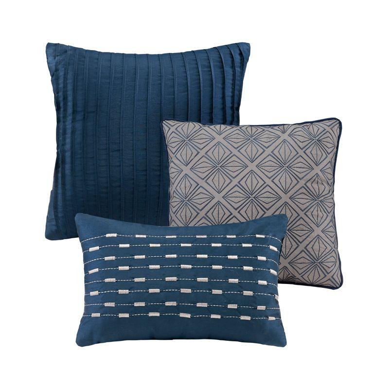 Navy Geometric Jacquard King/Cal King Duvet Cover Set