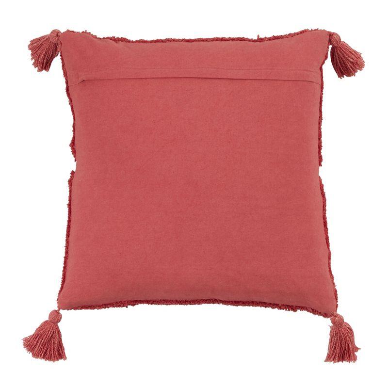 Rust Cotton Tufted Diamond Tassel Throw Pillow