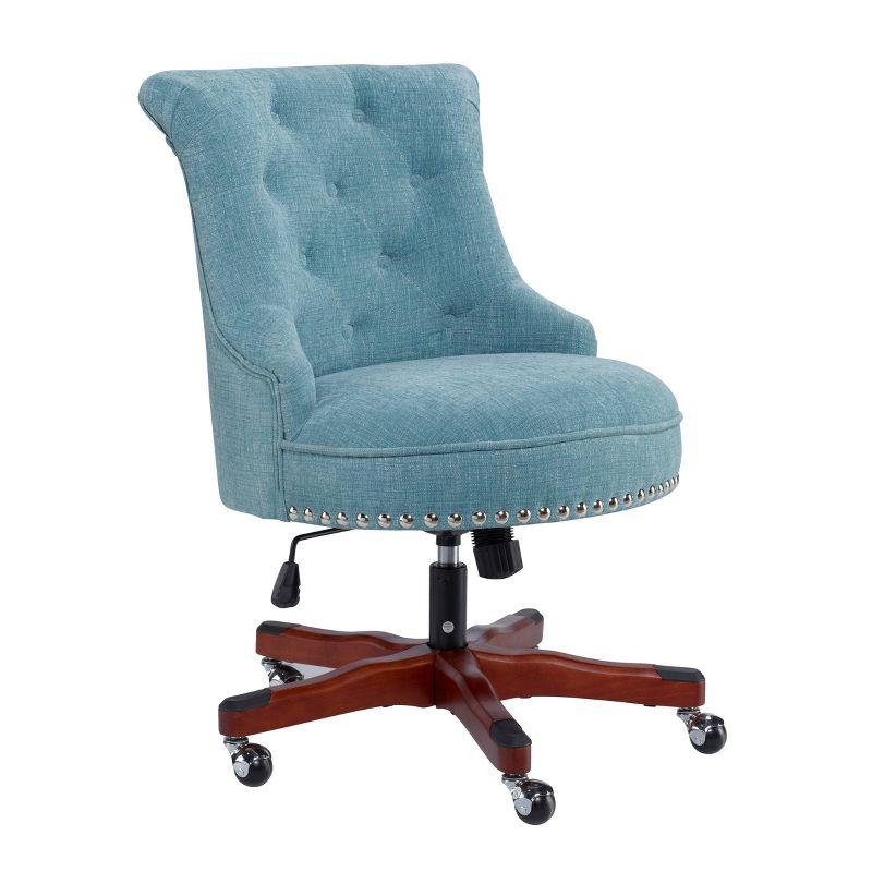 Aqua Charm Ergonomic Armless Swivel Chair with Wood Base