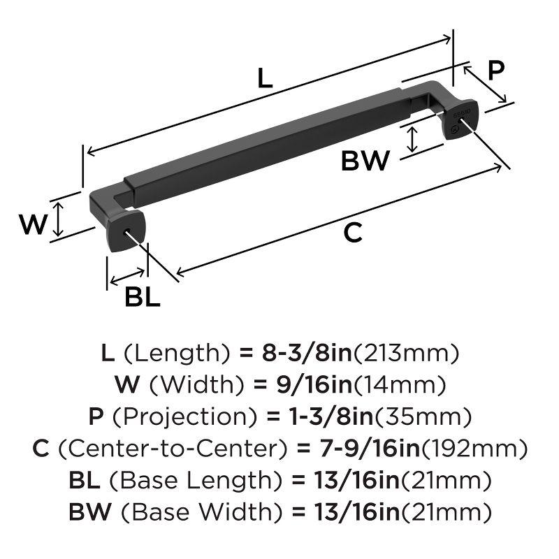 Amerock Stature 7-9/16 inch (192mm) Center-to-Center Matte Black Cabinet Pull