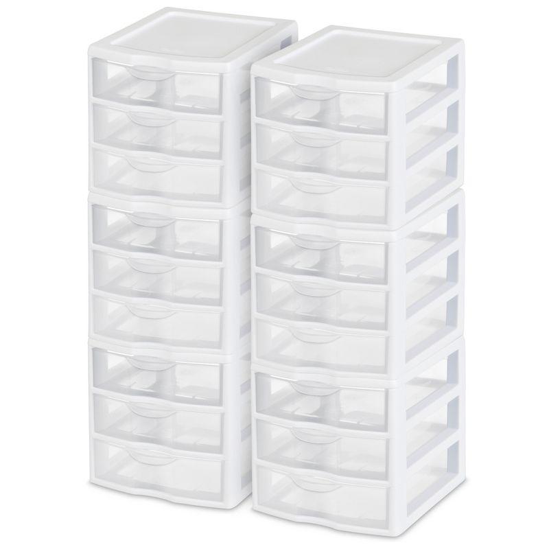 Sterilite Sterilite Clearview Plastic Multipurpose Small 3 Drawer Desktop Storage Organization Unit for Home, Classrooms, or Office Spaces