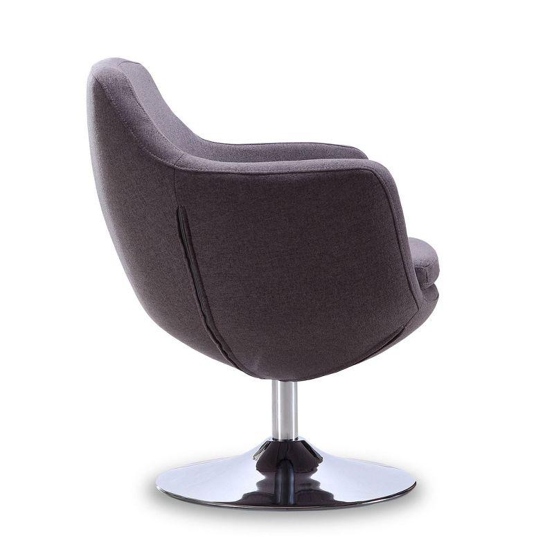 Caisson Twill Swivel Accent Chair Gray - Manhattan Comfort: Polished Chrome Base, Removable Cushion