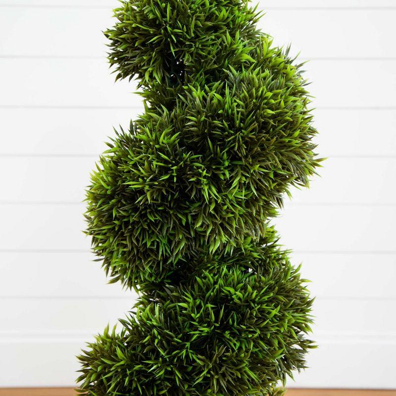 Nearly Natural 3-ft Grass Spiral Topiary with Deco Planter