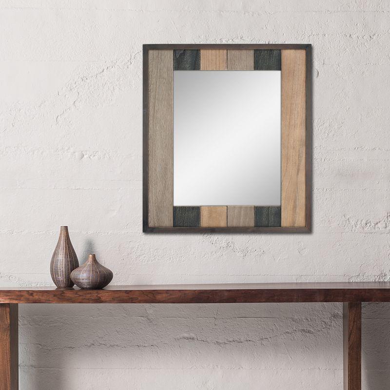 26.6" x 24" Rectangle Natural Wood Plank Mirror Brown - Stonebriar Collection: Stylish Rustic Frame, Easy Wall Mount