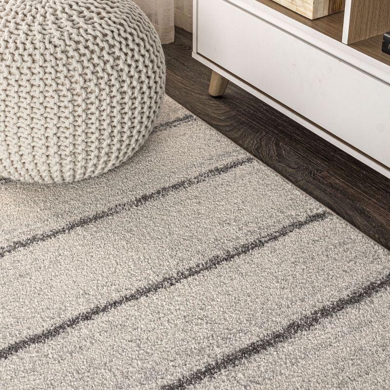 Williamsburg Gray and Cream Stripe Synthetic Area Rug