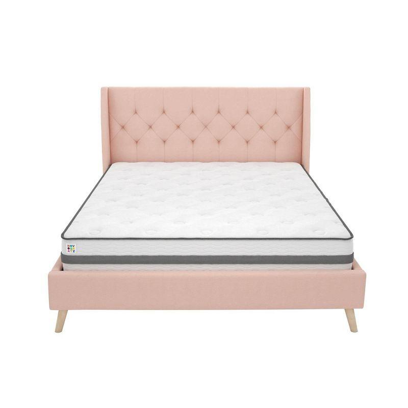 Full Pink Linen Tufted Upholstered Bed with Slats