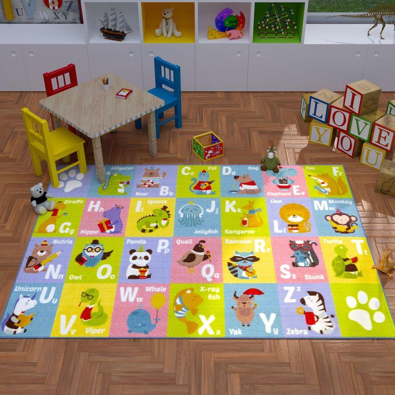 KC CUBS Boy & Girl Kids ABC Alphabet Animal Educational Learning & Fun Game Play Area Non Slip Nursery Bedroom Classroom Rug Carpet, 3' 3" x 4' 11"