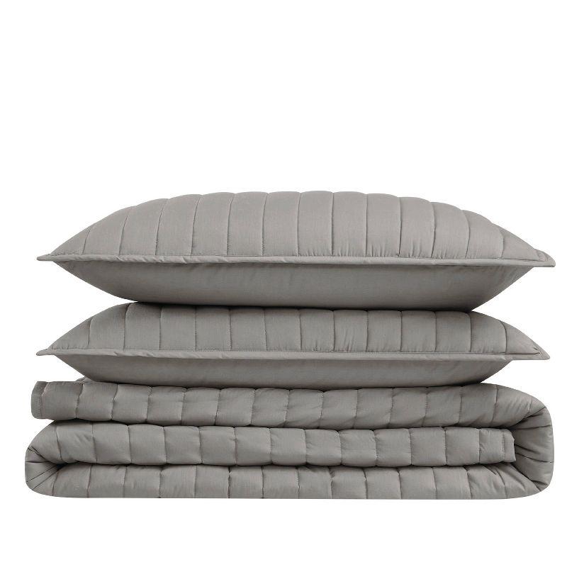 Brooklyn Loom Oversized Cotton Percale 3 Piece Quilt Set