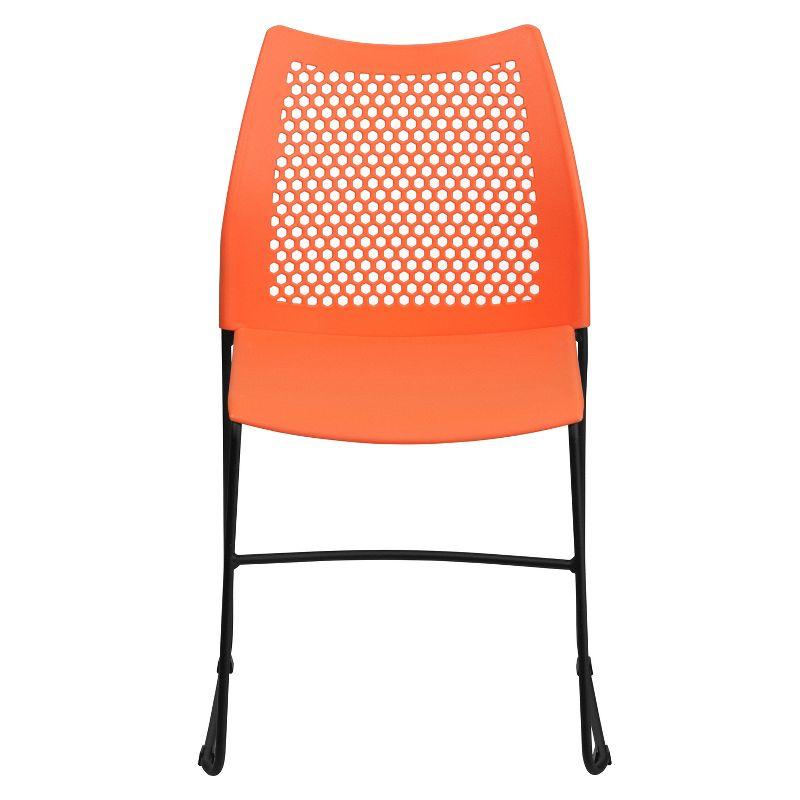 Flash Furniture HERCULES Series 661 lb. Capacity Orange Stack Chair with Air-Vent Back and Black Powder Coated Sled Base