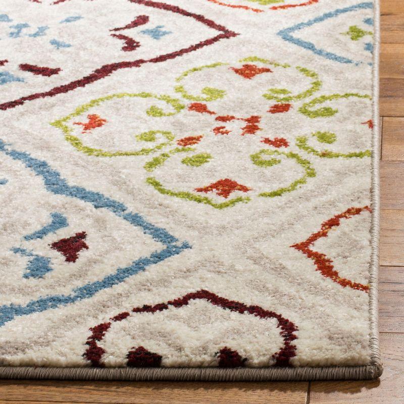 Bohemian Charm Gray Square Synthetic Rug - Easy Care, Stain-Resistant