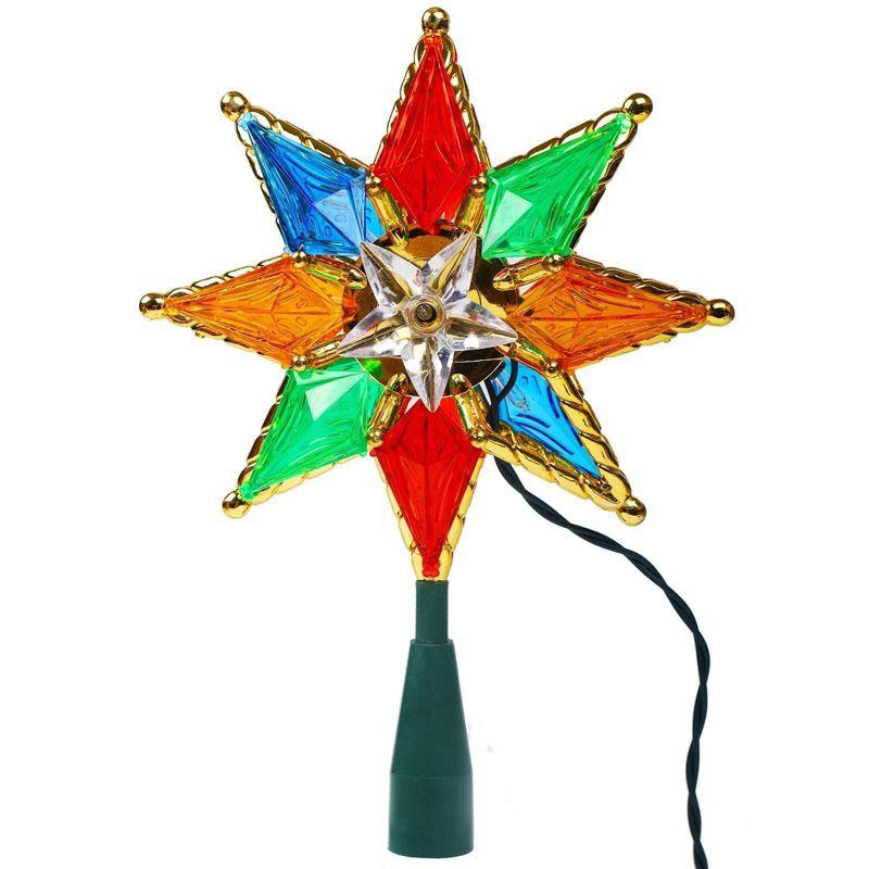 Colorful Plastic 8-Point Star Christmas Tree Topper with Lights