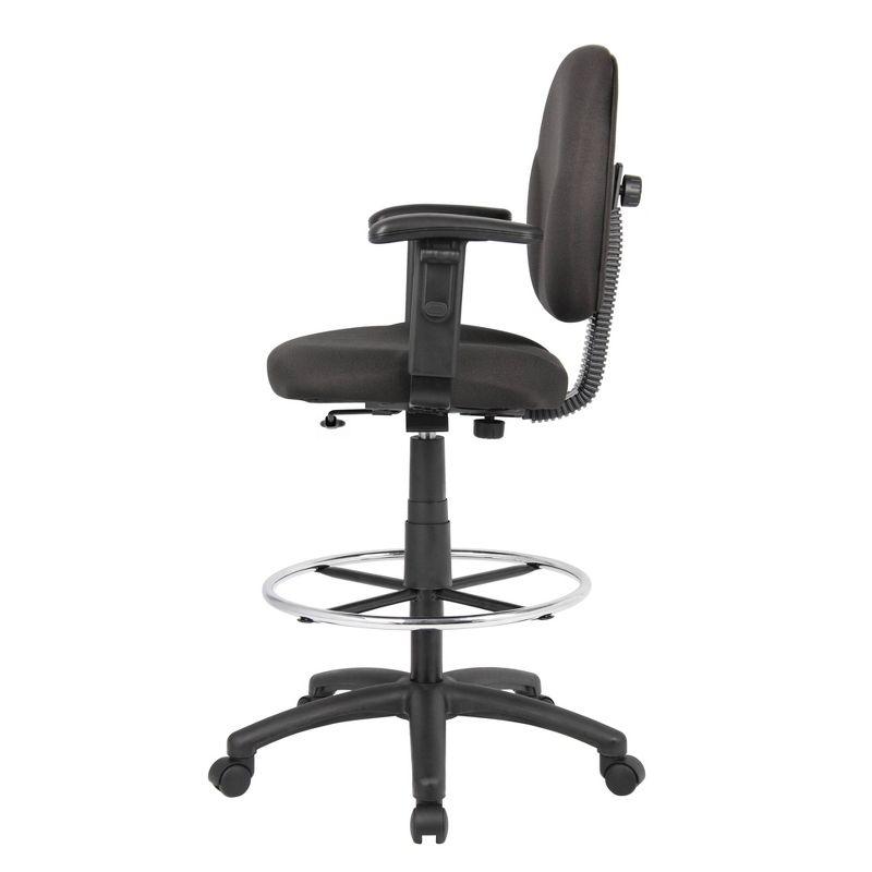 Drafting Stools with Adjustable Arms Black - Boss Office Products: Pneumatic Lift, 275lb Capacity, Nylon Base