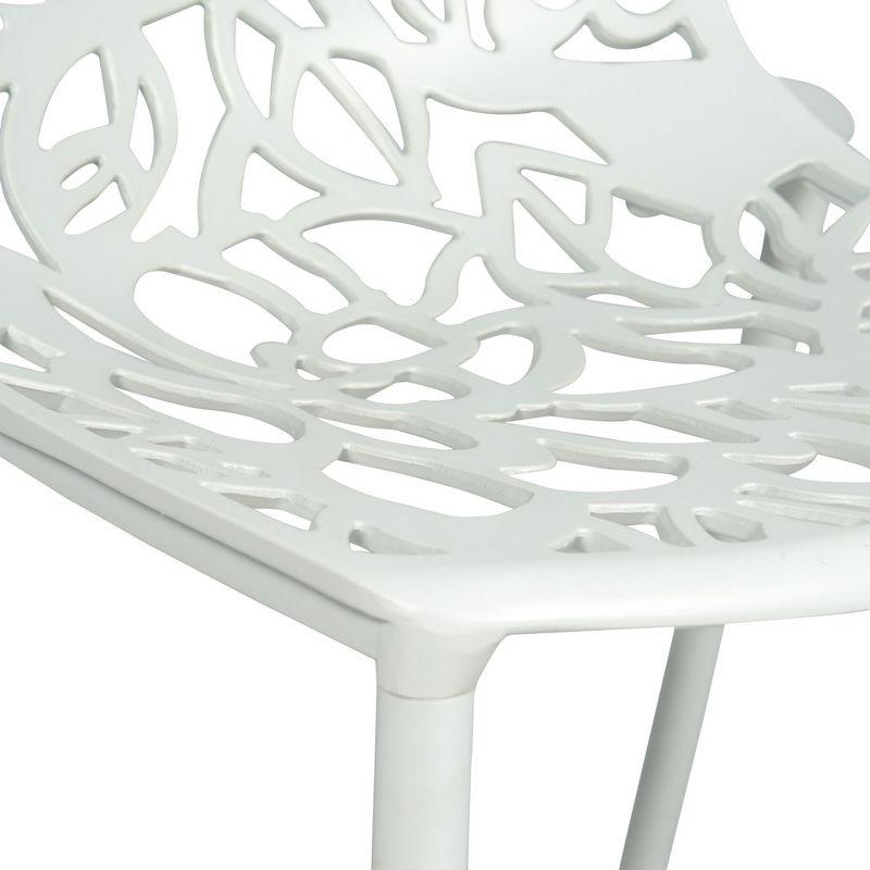 LeisureMod Devon Modern Aluminum Outdoor Stackable Dining Chair Set of 4, White