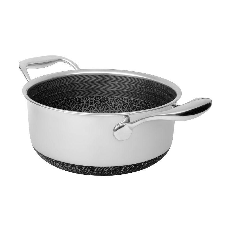 Livwell Brands Diamond Clad 3qt Hybrid Nonstick Stainless Steel Stock Pot and Lid: Tri Ply, Oven & Dishwasher Safe, Vented Lid