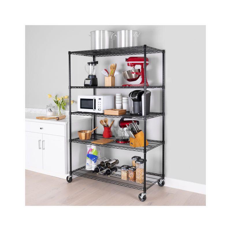 UltraDurable 24" D 5-Tier NSF-Certified Steel Shelving with Wheels