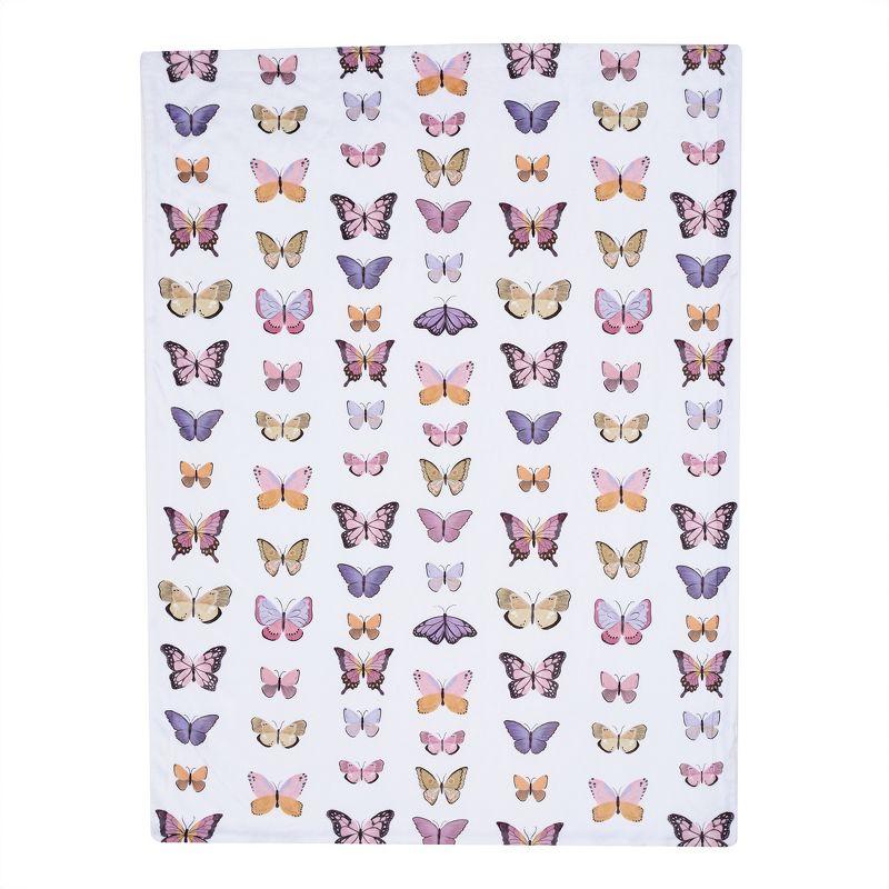 Lambs & Ivy Butterfly Dreams Ultra-Soft Fleece/Faux Shearling Baby Blanket