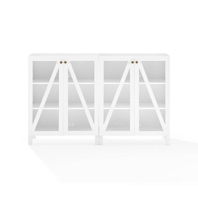 White 60" Media Sideboard Cabinet with Glass Doors and Shelves