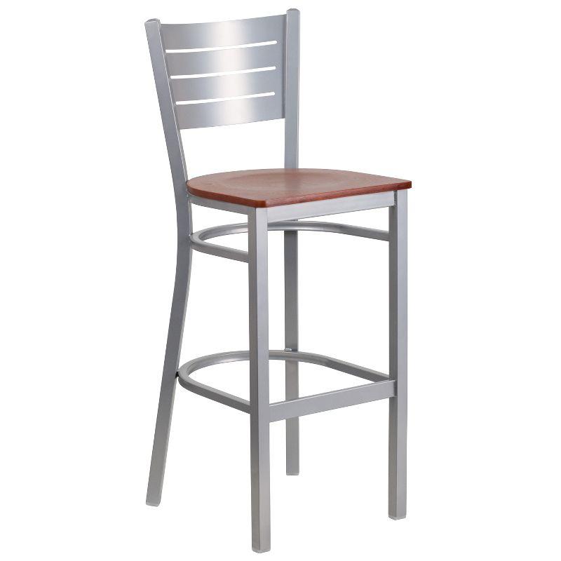 Flash Furniture Silver Slat Back Metal Restaurant Barstool