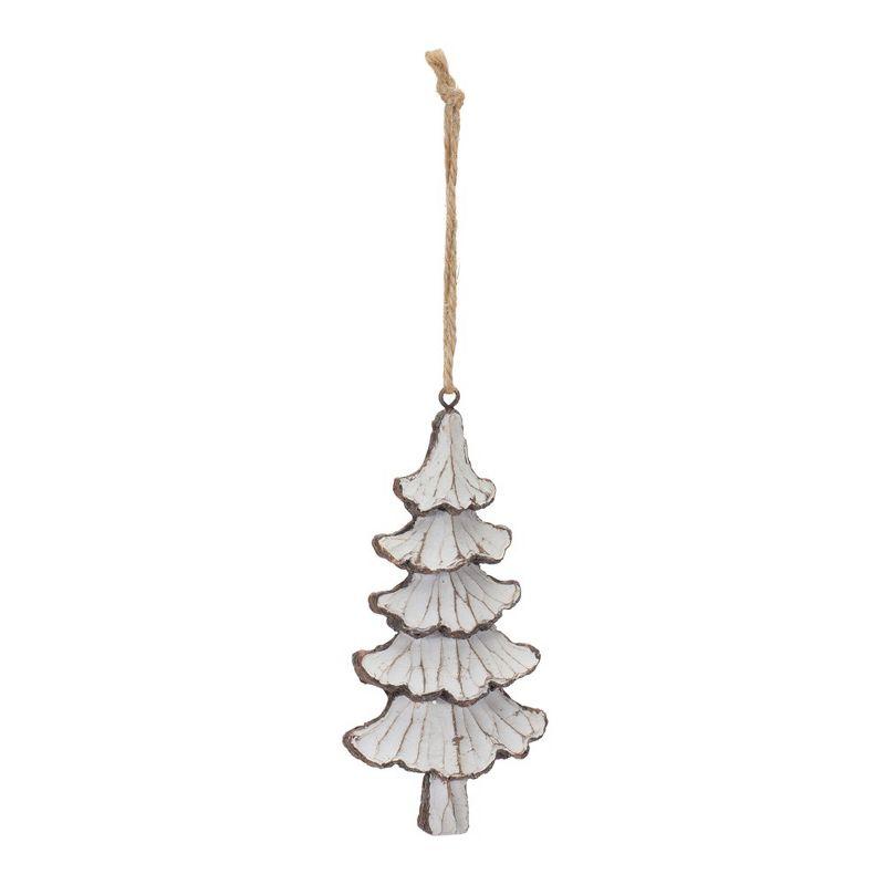 Melrose White and Beige Resin Pine Tree Ornaments Set