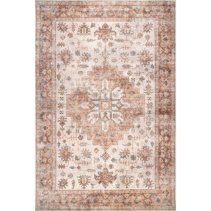 nuLOOM Dawson Machine Washable Distressed Medallion Area Rug