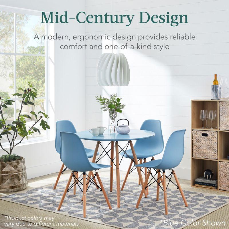 Best Choice Products 5-Piece Compact Mid-Century Modern Dining Set w/ 4 Chairs, Wooden Legs - Dark Green/Walnut