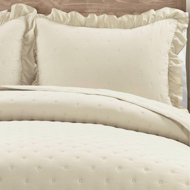 Reyna Ruffle Microfiber Reversible 3 Piece Quilt Set (Set of 3)