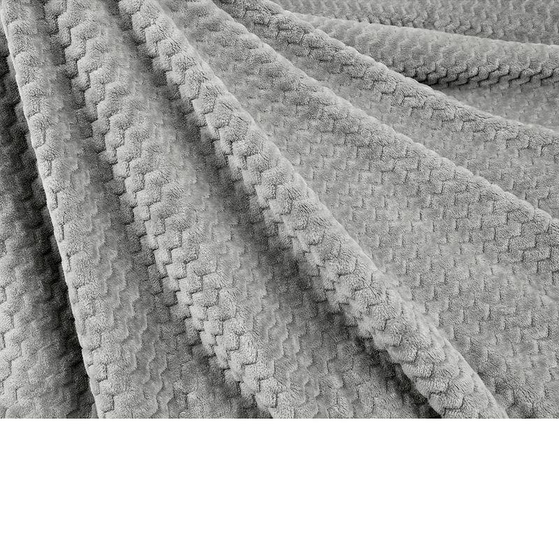 PAVILIA Soft Fleece Blanket Throw for Couch, Lightweight Plush Warm Blankets for Bed Sofa with Jacquard Pattern, Gray/Throw - 50x60