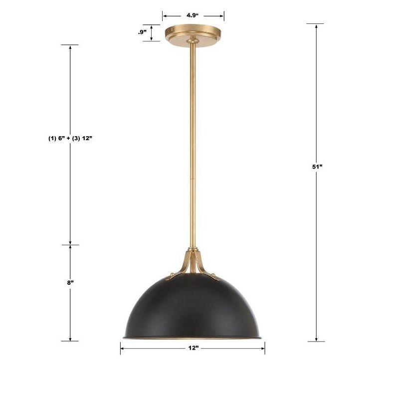 Crystorama Lighting Soto 1 - Light Pendant in  Matte Black/Antique Gold