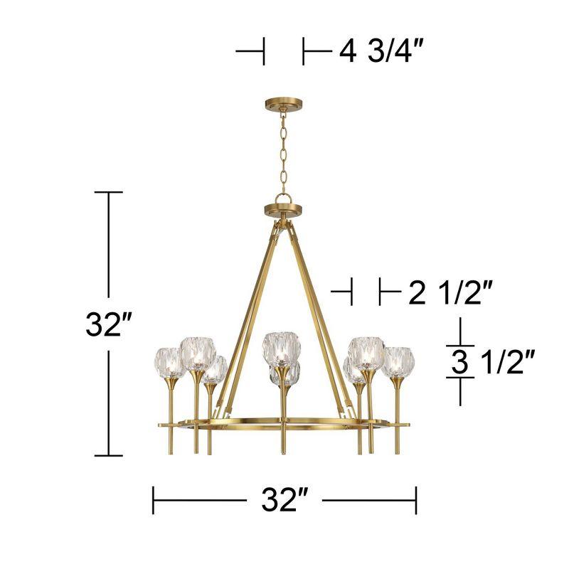 Possini Euro Design Francie Soft Gold Ring Chandelier 32" Wide Modern Clear Crystal Glass 8-Light Fixture for Dining Room House