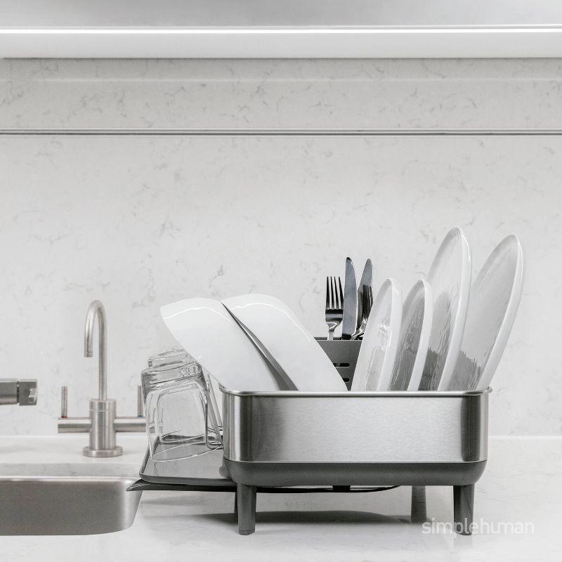 Simplehuman Compact Dish Drying Rack, Brushed Stainless Steel Frame