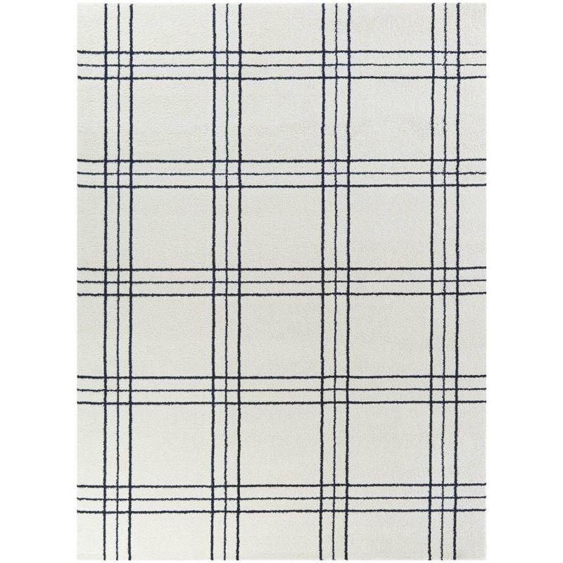 Turner Plaid 8' x 10' White Synthetic Kids' Rug