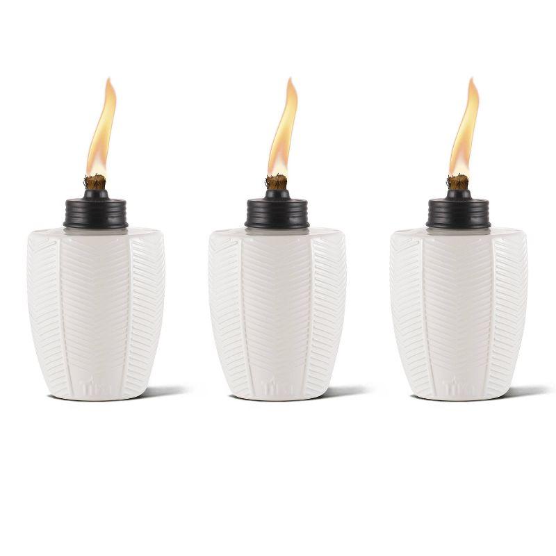 TIKI® Brand 5.75 Inch Table Torch Glass Herringbone (Set of 3)
