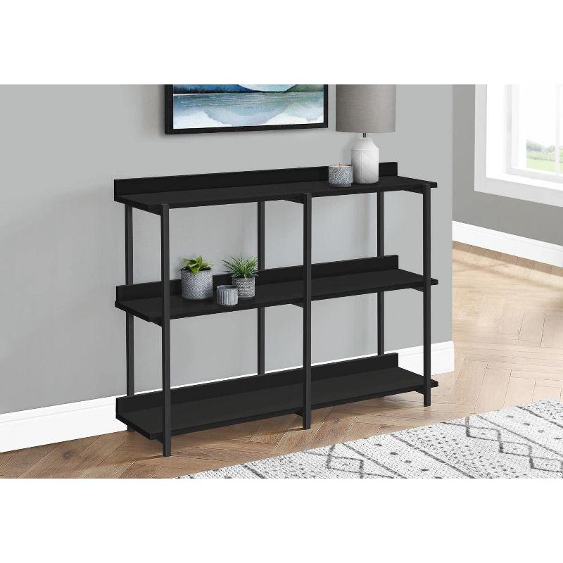 Monarch Specialties Accent Table Console Entryway Narrow Corner Living Room Bedroom Metal Laminate Grey Black Contemporary Modern