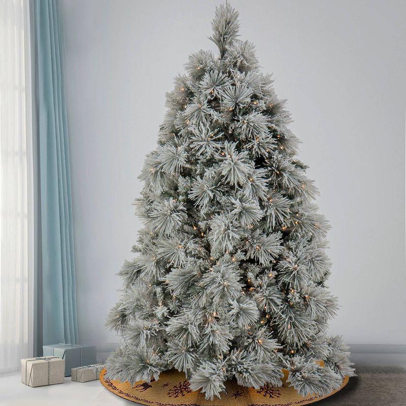 HGTV Pre-lit Flocked Bavarian Pine Artificial Christmas Tree with Clear Lights