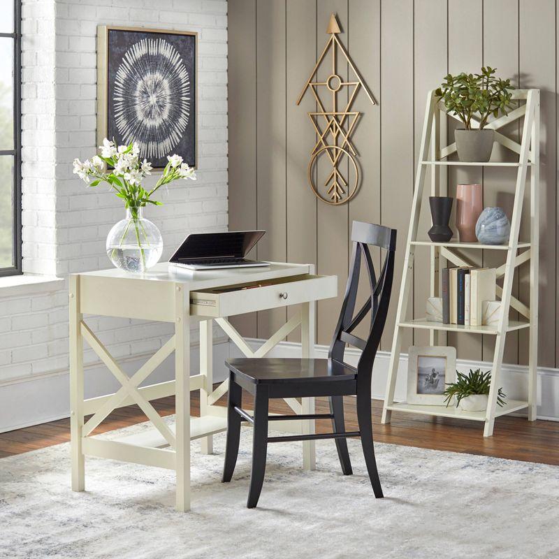 Antique White Wood Writing Desk with Drawer