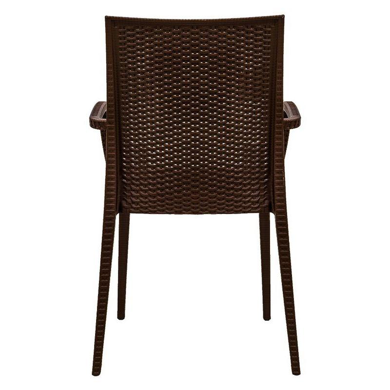 LeisureMod Mace Modern Dining Arm Chair for Indoor and Outdoor Home, Set of 2 in Brown