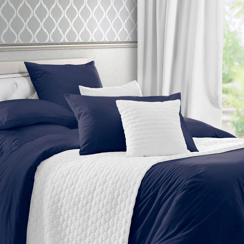 Navy Blue Cotton Sateen Queen Duvet Cover Set