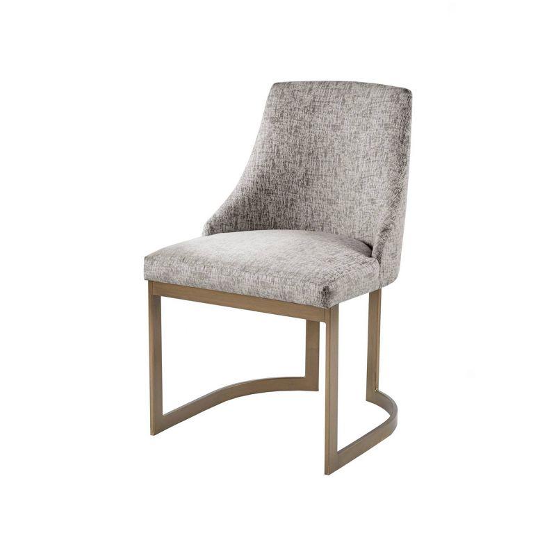 Set of 2 Gray Upholstered Parsons Dining Chairs with Metal Frame