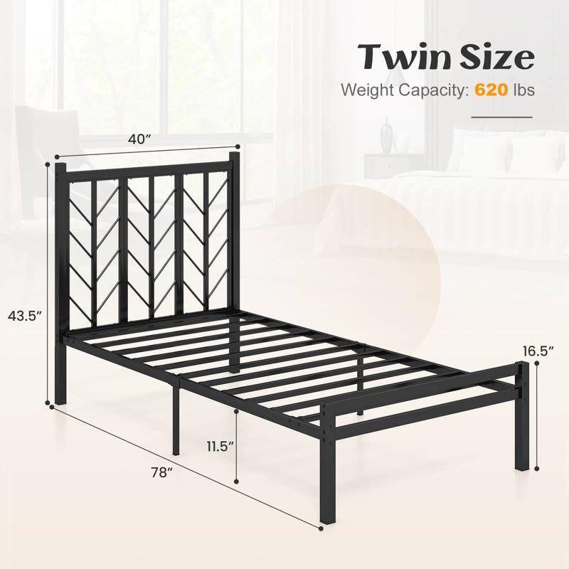 Costway Twin Size Platform Bed with Headboard 11.5" Under Bed Storage Easy Assembly