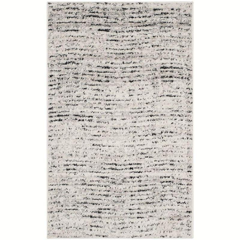 Ivory and Silver Synthetic 3' x 5' Reversible Area Rug