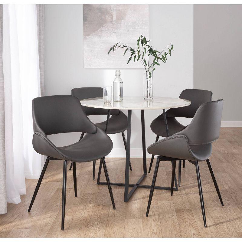 Set of 2 Fabrico Dining Chairs Black/Gray - LumiSource: Upholstered Metal Frame, Contemporary Style