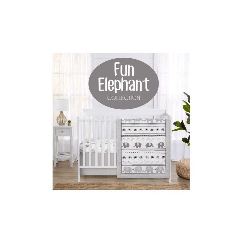 Gray and White Microfiber Elephant Toddler Comforter Set