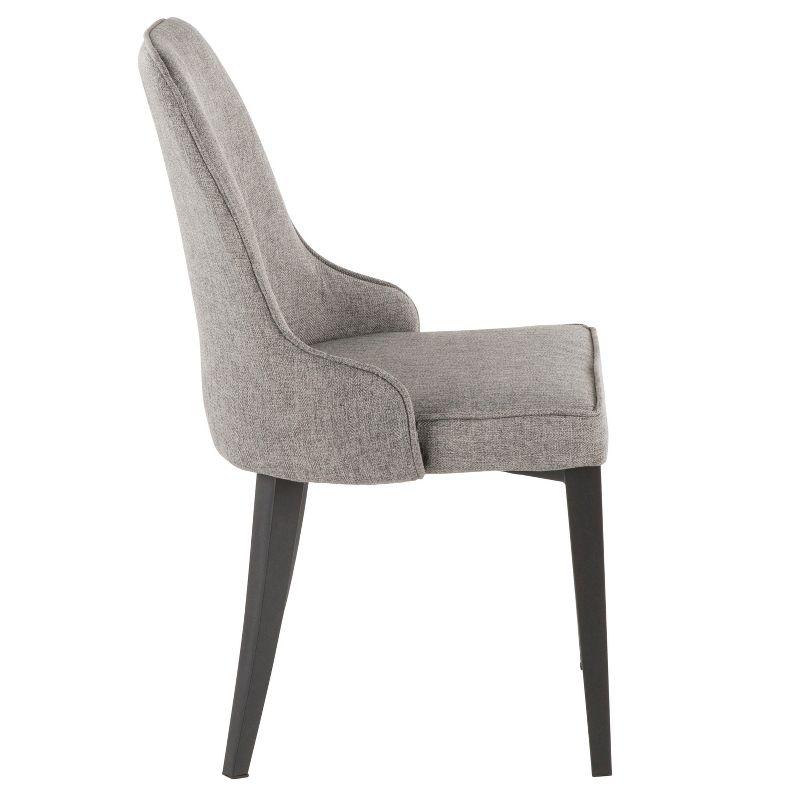 Elegant Gray Upholstered Parsons Chair with Black Metal Legs - Set of 2