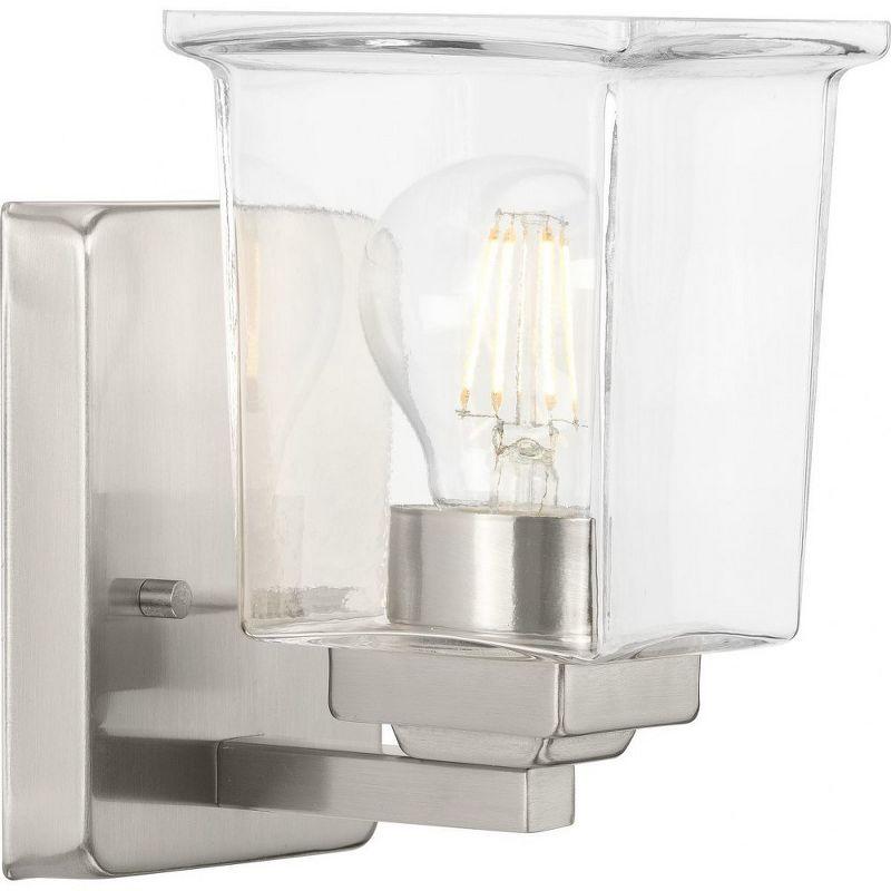 Progress Lighting Gilmour 1-Light Wall Sconce, Brushed Nickel, Clear Glass Shade