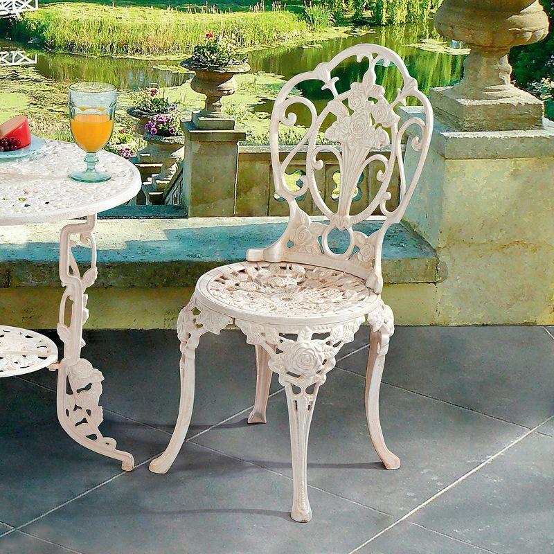 Villa Ravello White Cast Iron Rose Garden Bistro Chair