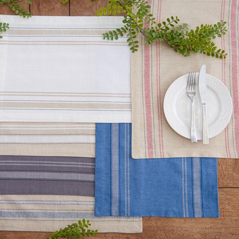 TANGO RED CHAMBRAY FRENCH STRIPE PLACEMAT SET/6
