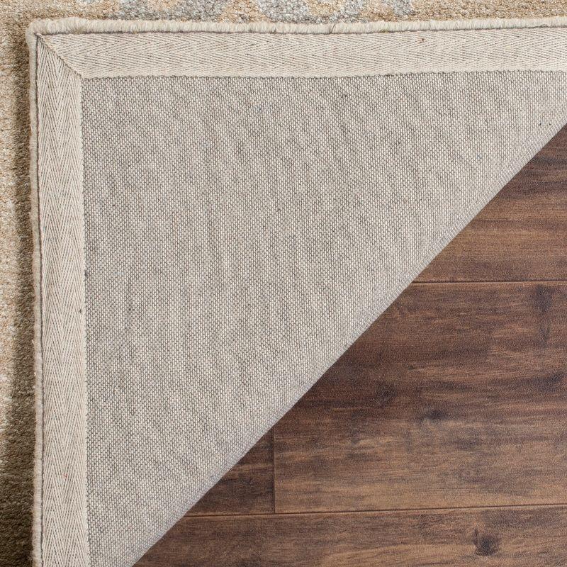 Beige and Blue Hand-Tufted Wool and Viscose Area Rug