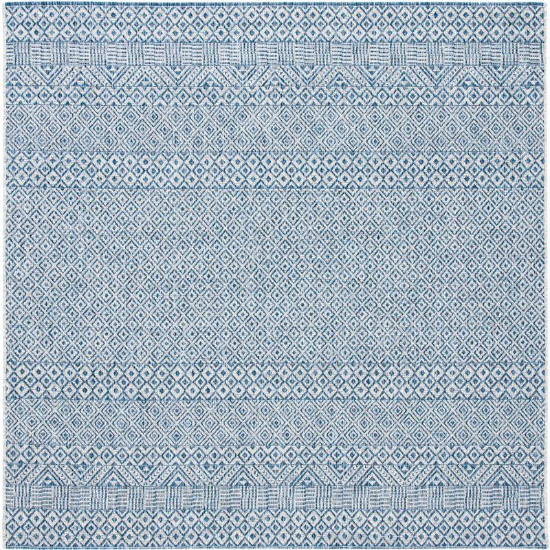 Courtyard CY8235 Power Loomed Indoor and Outdoor Area Rug - Grey/Blue - 4'x4' - Safavieh