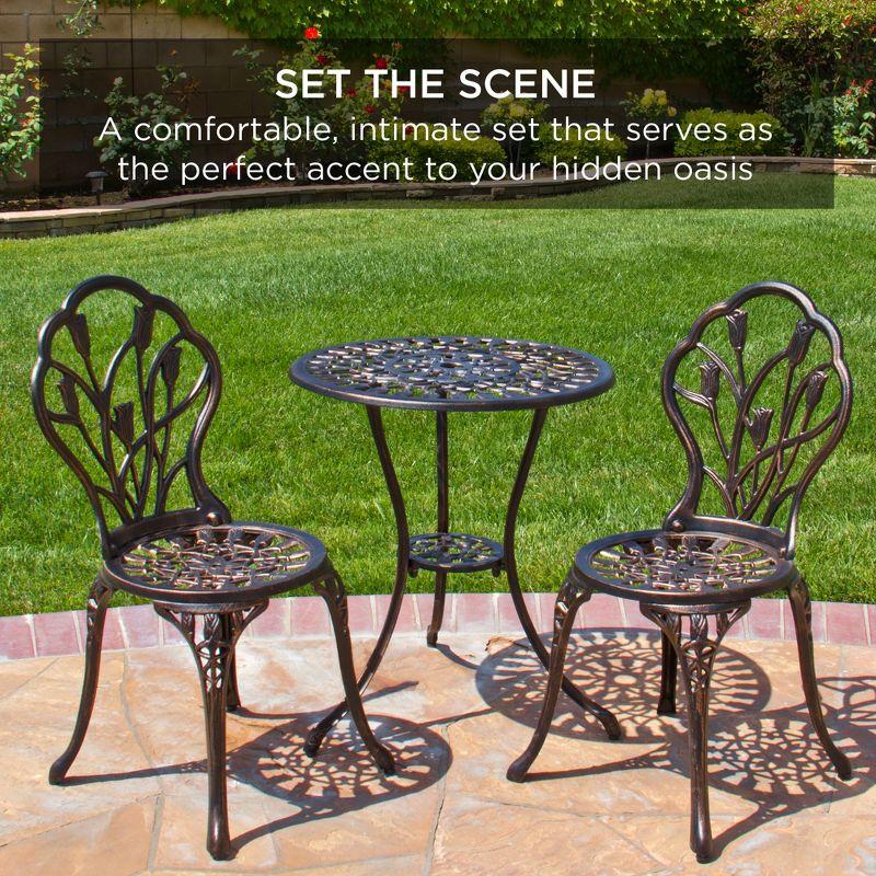 Best Choice Products 3-Piece Cast Aluminum Patio Bistro Furniture Set w/ Antique Finish